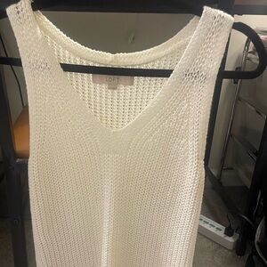 LOFT - White knit sweater tank top (small)